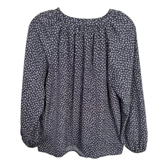 Boden Size 12 12R Blouse Peasant Boho Puff Sleeve Ribbon Tie Keyhole Blouson - Picture 3 of 7